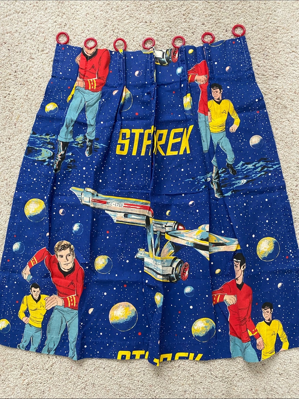 Vintage 1970’s Star Trek Curtains with original Plastic Loops. (2)